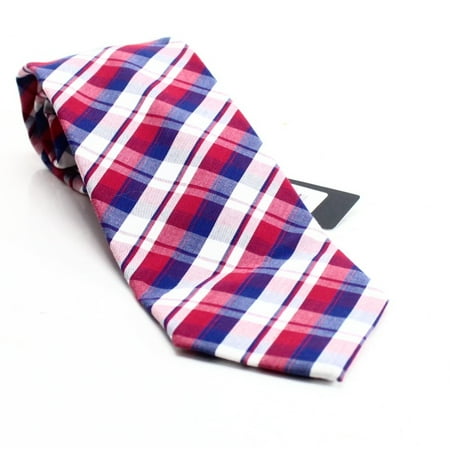 - Designer Brand Blue Woven Cotton Plaid Mens Classic Necktie