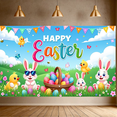 thumbnail image 6 of Colorful Easter Themed Banner with Bunny Chick and Egg Elements Happy Easter Party Decorations Backdrop for Easter Celebrations Photography Props Family Gatherings, 6 of 6