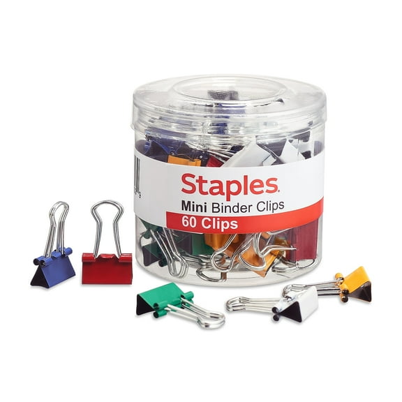 Staples Mini Binder Clips Assorted Colors 180/Carton ST15347/15347VS