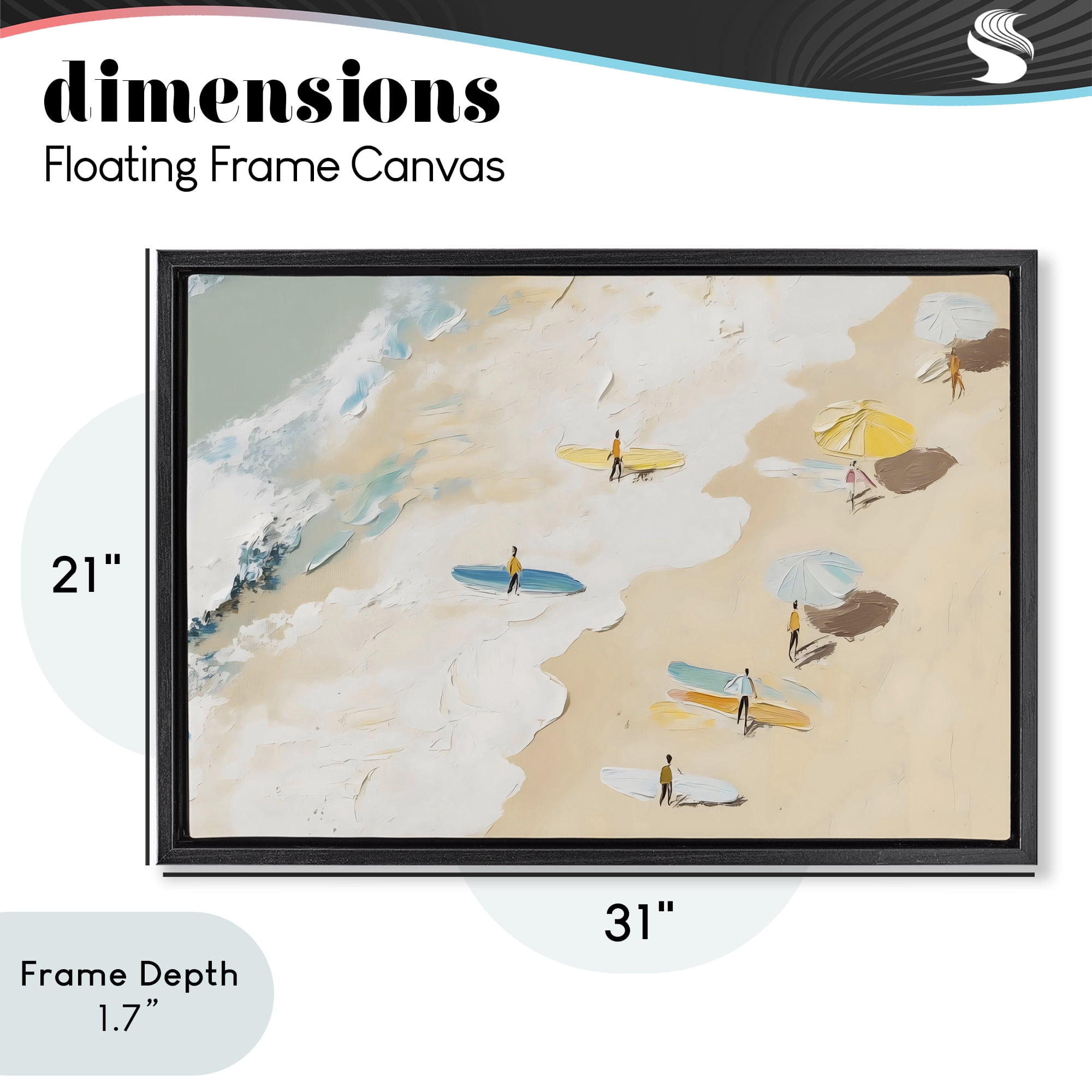 Stupell Industries Beach Surf Summer Scene Black Framed Floater Canvas Wall Art, design by LSR Design Studio