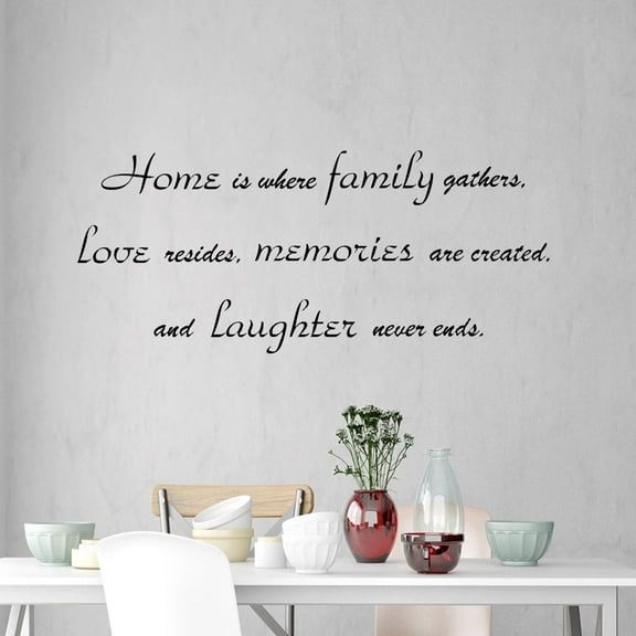 VWAQ Home is Where Family Gathers Wall Decal Family Room Wall Quote Sayings Vinyl Letters