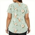thumbnail image 4 of OIOLOYJM Easter Scrub Tops Women 2026 Funny Stretch Bunny Eggs Graphic Tops Short Sleeve V Neck Shirt Casual Oversized Working Uniform with 2 Pockets Light Green M, 4 of 5