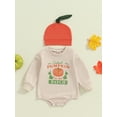 thumbnail image 2 of Suealasg Baby Boys Halloween Clothes 3 6 12 18 Months Infant Girls Long Sleeve Letters Pumpkin Print Romper + Hat Set 2Pcs Newborn Boys Fall Outfit, 2 of 8