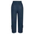 thumbnail image 4 of Women Casual Lightweight Drawstring Elastic Waist Cropped Pants with Pockets Blue L, 4 of 6