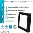 thumbnail image 6 of Luxrite 4 inch Square LED Flush Mount 10W 3 Color Selectable 600 Lumens Dimmable Damp Rated Black Trim, 6 of 7