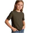 thumbnail image 6 of DJDLJWCJ Girls Short Sleeve Shirts, Girls T Shirts Crewneck Solid Lightweight Solid Basic T Shirts Girls Fashion Tops Outdoor Hiking Classic Tees Army Green 9-10 T, 6 of 6