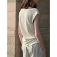 thumbnail image 3 of Womens Drape Neck Tank Tops Sleeveless Ruched Dressy Casual Summer Shirt Blouses Cream White L, 3 of 8