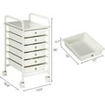 thumbnail image 3 of 6-Tier Utility Cart with 6 Drawers, Rolling Utility Cart with 2 Lockable Caster Wheels, Multipurpose Mobile Rolling Drawer Cart for Office Bathroom Kitchen, Ivory White, 3 of 8
