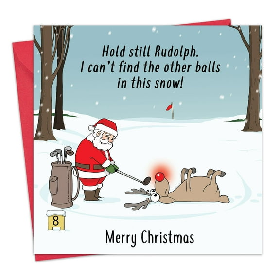 Twizler Golf Christmas Card - Funny Christmas Card for Golfer - Men or Womens Humor Merry Xmas Card
