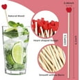 thumbnail image 2 of Duslogis 100 Pieces 6Inch Rock Candy Sticks with Heart-Shaped Wooden Sticks Wood Cake Sticks Drink Stirrer Sticks for Lollipop Coffee Appetizer Skewers (Red), 2 of 7