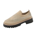 thumbnail image 3 of Women's Platform Loafers Wide Width, Rhinestone Knit Slip-On Casual Shoes, Chunky Sole Low Heel Dress Shoes for Women, Multi-Color, 3 of 10