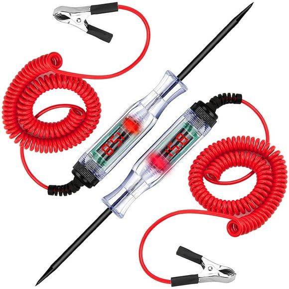 2-Pack Automotive Test Light, LED Digital Circuit Tester, DC 3V-48V Auto Electric Tester Pen Tool with Extended Spring Wire for Checking Vehicle Car Truck Motorcycle Boat Fuses and Battery Voltage