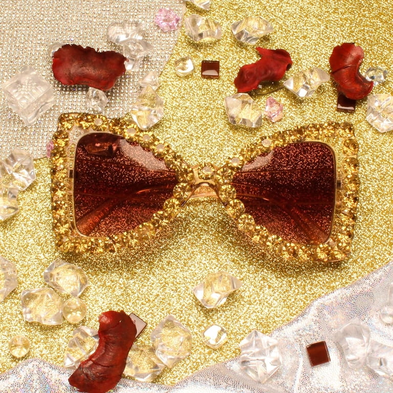 Y2K Rhinestone Flame Sunglasses Women Bling Glitter Retro Fashion UV100 mosanana Y2K Glitter Flame Wrap Around Sunglasses for Women  main image 2