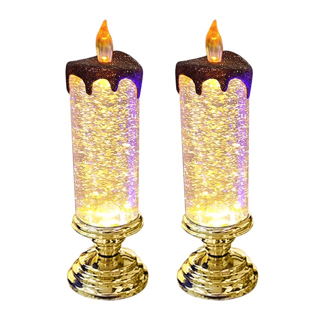 WDOplteas 2 Uds Luces Vela Navidad Sin Llama Lámparas Noche Vela Cristal LED (dorado)