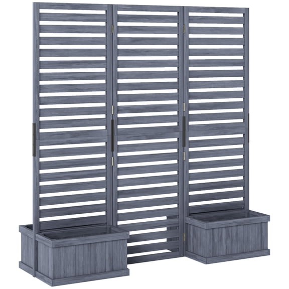 Alvantor 3-Panel Freestanding Privacy Screen with Planters, Wood Room Divider, 62.5"x19"x66", Natural Finish