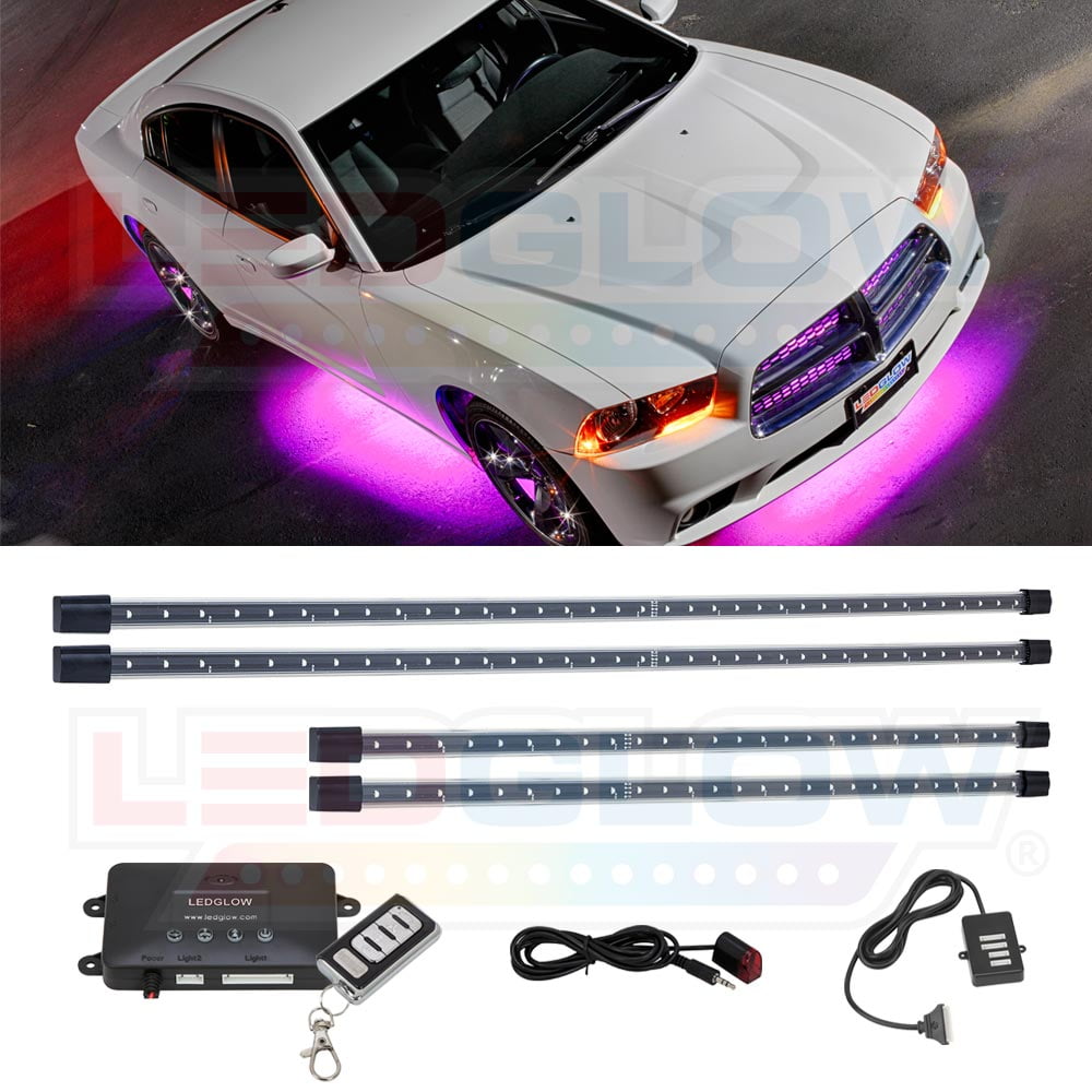 LEDGlow Pink 4pc Wireless LED Underbody Underglow Lighting Kit