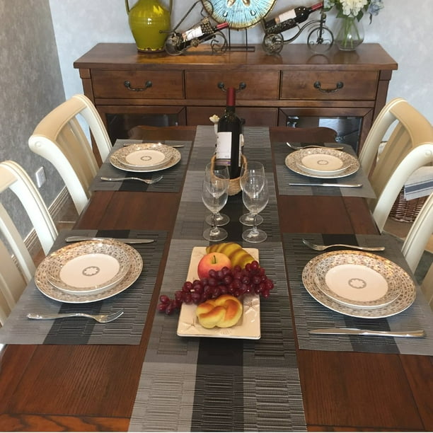 4x Placemats and 1x Table Runners - Set of 5 Washable Heat-resistant