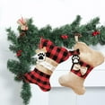 thumbnail image 5 of Pet Dog Christmas Stockings, Buffalo Red Black Plaid Large Bone Shape Pets Stockings,Burlap Red and Black Plaid Large Fish or Bone Shaped Rustic Plaid Burlap Christmas Ornaments, 5 of 7