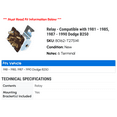thumbnail image 2 of Relay - Compatible with 1981 - 1985, 1987 - 1990 Dodge B250 1982 1983 1984 1988 1989, 2 of 2