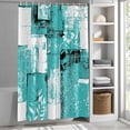 thumbnail image 5 of Modern Boho Shower Curtain, 72" x 84", Flower Geometric Texture Teal White Abstract Art Waterproof Bathroom Curtain Washable Shower Curtain Set with 12 Hooks, 5 of 8