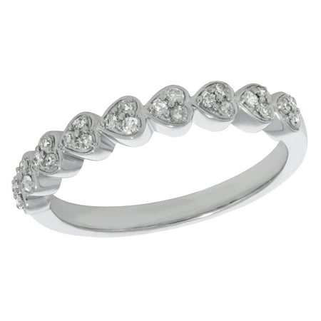 Row Diamond Anniversary Ring Prism Jewel 0.17Ct Round Natural Diamond Heart Row Set Anniversary Ring Crafted in 10k White Gold Size 7 ()