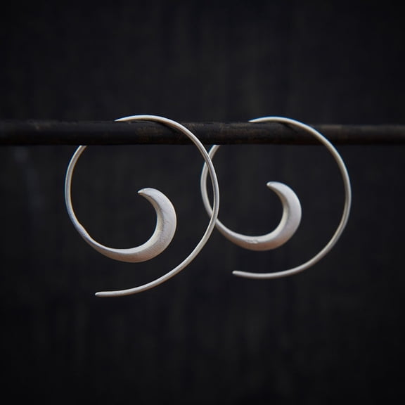 silver swirl hoop earrings, Matte Twisted Hoops, Lightweight Silver Earrings