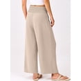 thumbnail image 3 of ZANKLEY Womens High Waist Smocked Wide Leg Flowy Pocketed Summer Lounge Beach Casual Pants, 3 of 13