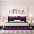 thumbnail image 1 of Homfa King Size LED Bed Frame with Outlets and USB Ports & Display Platform, 4 Storage Drawers Modern Wingback PU Leather Crystal Button Upholstered Platform Bed Frame, Black, 1 of 9