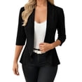 thumbnail image 2 of TOUMENY Women's Cardigan Knitted Hollow Out Lightweight 3/4 Sleeve Open Front Outerwear Summer Fall Casual Loose Cardigans Black L, 2 of 7