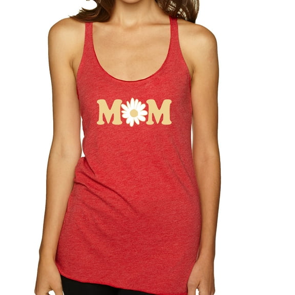 Wild Bobby, Mom Daisy Mother's Day Tri-Blend Racerback Tank Top, Vintage Red, Medium