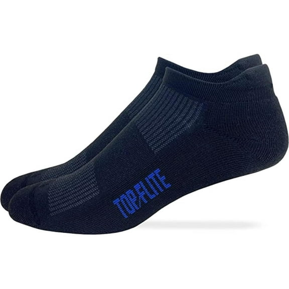Top Flite Half Cushion Tab Socks 2 Pair, Black, Large