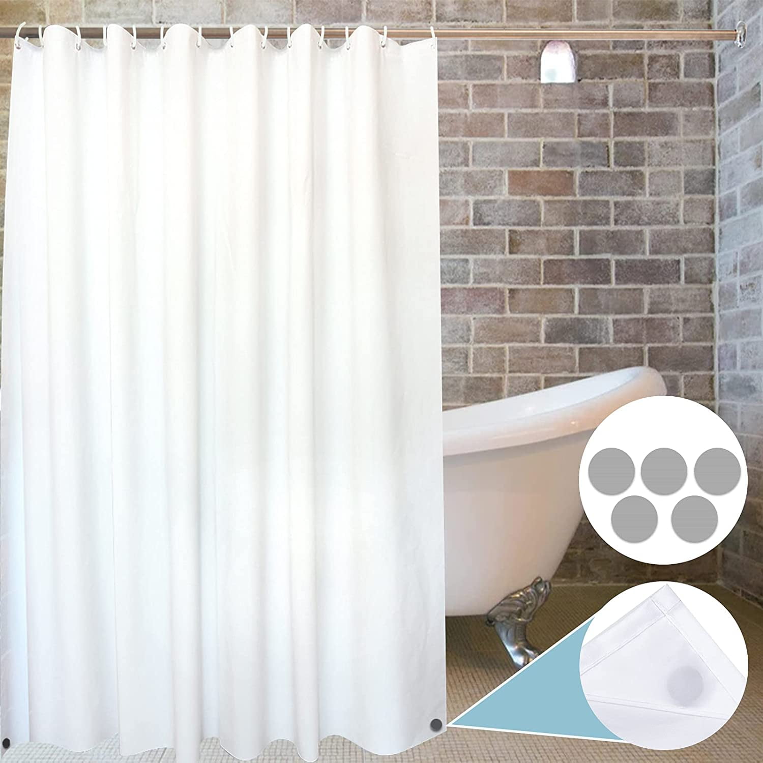 Waterproof Shower Curtain 12 Hooks Bath Splashing Print Bathroom Polyester 