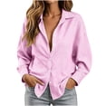 thumbnail image 2 of Odbmxy Shirts for Women Collared Striped Long Sleeve Fall Regular Casual Tie Back Vacation Womens Blouses Button Down, 2 of 9