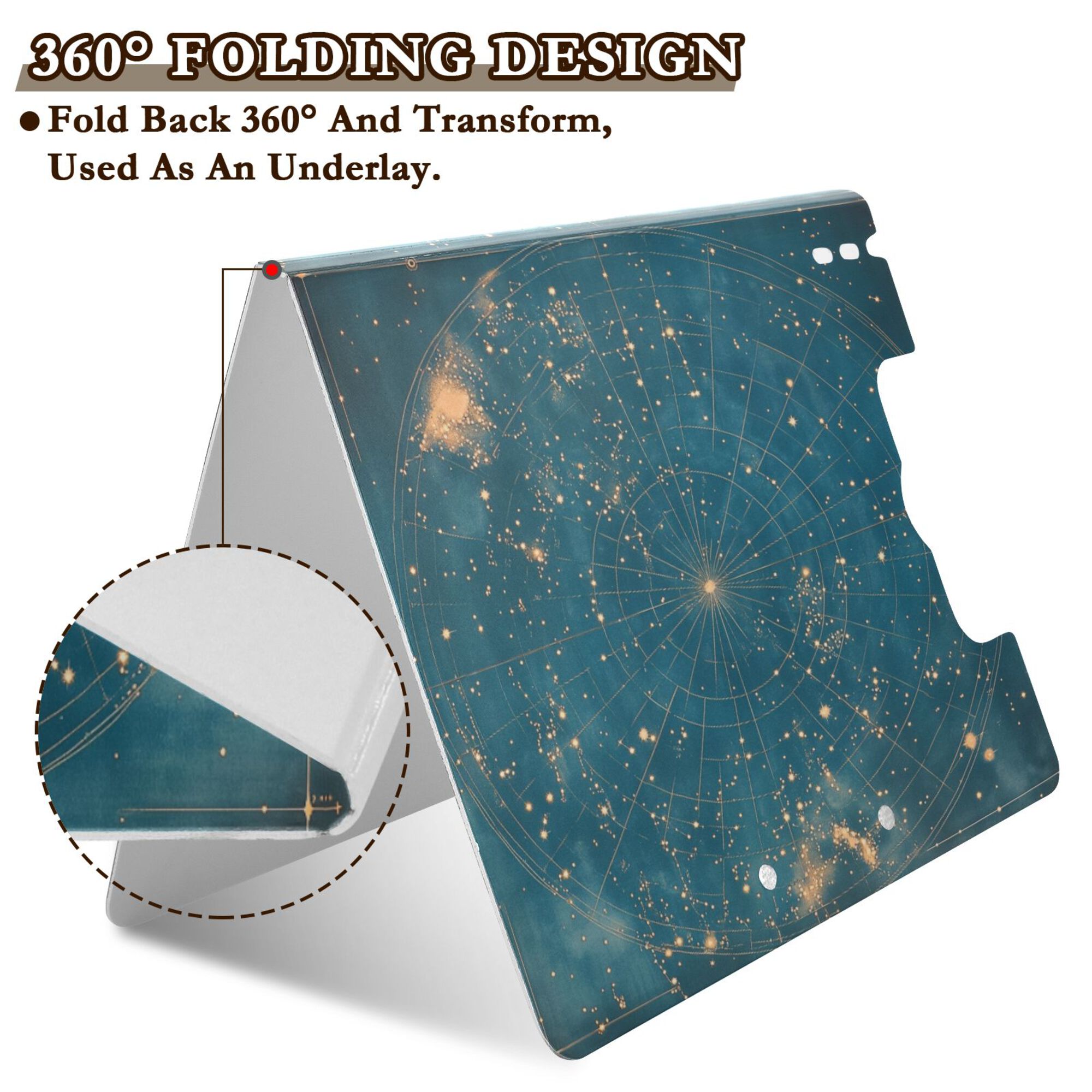 FORMRS A4 Clipboard Folder with Pen Holder Horizontal Foldable School Office Binder, Star Map