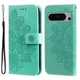 thumbnail image 1 of SaniMore for Google Pixel 8 Pro Case with Wrist Strap, Fashion Flower Embossing Design for Girls/Women, Dual Magnet Card Holder Wallet Cover Kickstand Shockproof for Google Pixel 8 Pro, Green, 1 of 9