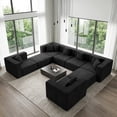 thumbnail image 3 of BEHOST 130" 8-Piece Modular Sectional Sofa with Ottomans, U-Shaped Pit Couch for Living Room, Modern Teddy Fabric Cloud Couch Set, Large Sleeper Sofa with Deep Seats, Classic Black, 3 of 7