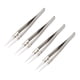 thumbnail image 1 of Pinzas de cerámica de precisión no conductivas antiestáticas, pinzas rectas puntiagudas, tono plateado, 4 piezas, 1 of 4