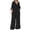 Black, variant on Women's Solid Color Jumpsuit, Elegant V-Neck Waist-Defining Solid Color Jumpsuit for Women Fashion XXXL Black