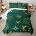thumbnail image 2 of Manfei Vintage Sun Moon Stars Bed Spread Queen,Boho Astrology Theme Queen Coverlet Set,Green,Black Reversible,3pcs,1 Quilt and 2 Pillowcases, 2 of 7