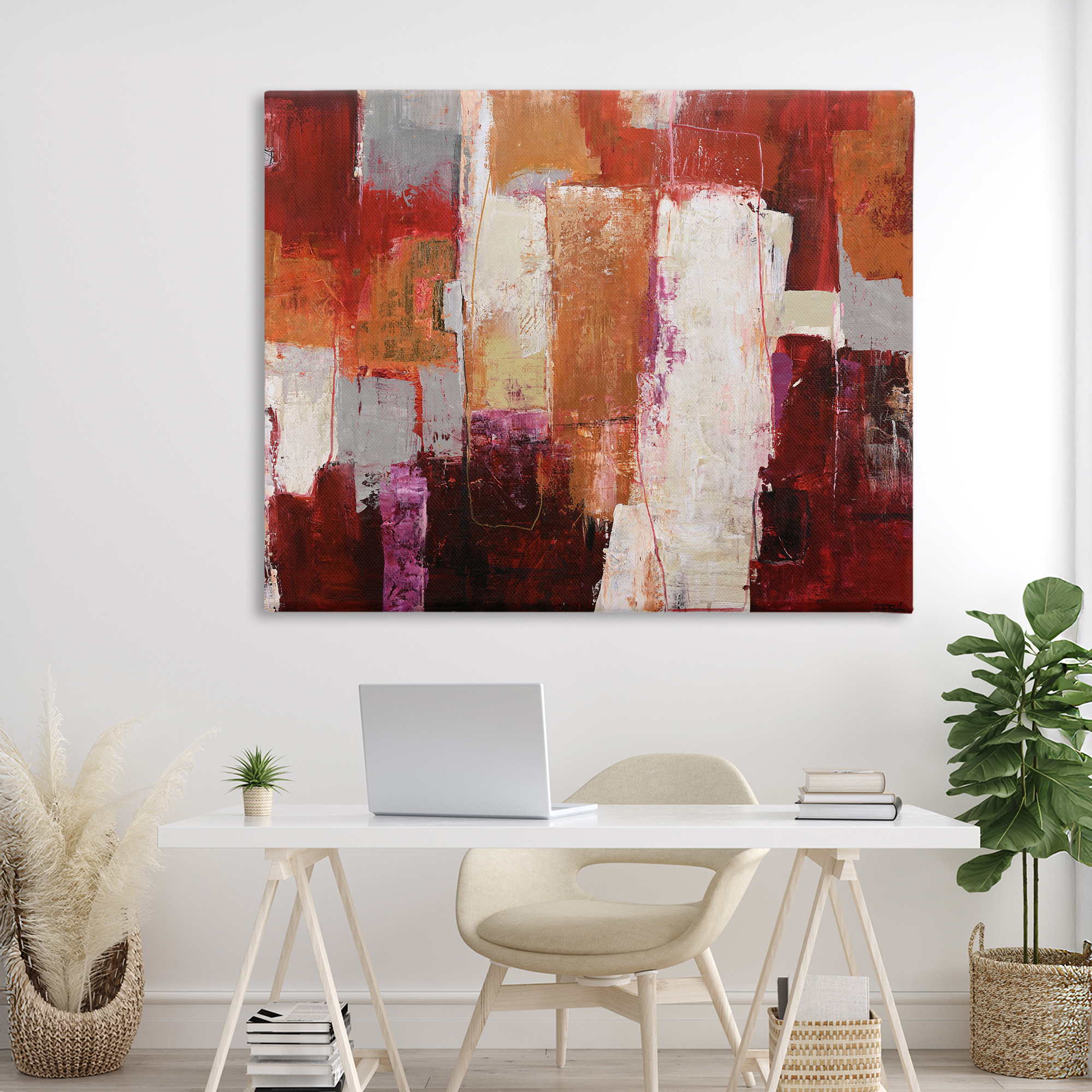 Deconstructed City Abstract Canvas Wall Art, design by Design Fabrikken