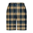 thumbnail image 5 of ZCFZJW Men's Gingham Bermuda Shorts Lightweight Summer Quick Dry Plaid Beach Swim Trunks Big and Tall Casual Drawstring Elastic Waist Workout Short Pants with Pockets Khaki#01 L, 5 of 5