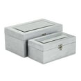 thumbnail image 4 of Cheungs Silver Vinyl Boxes With Top Mirror - Set Of 2, 4 of 4