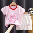 thumbnail image 2 of TOWED22 Infant Toddler Baby Boy Summer Outfits 2pcs Short Sleeve Shirt Tee Cute Hippo Graphic Pocket Shorts Clothes(Pink,3-4 Y), 2 of 4