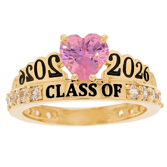 JackAni 10k Yellow Gold Simulated Tourmaline October Birthstone Gorgeous 2026 Graduation Ring - Size 5.00