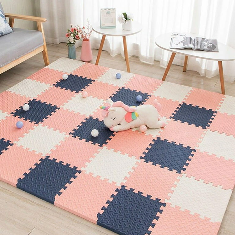  Cozylkx Puzzle Floor Mat, Plush Foam Mats, 16 Fluffy Carpet  Tiles Area Rugs for Kids Room, Baby Room, Nursery Decoration : Baby