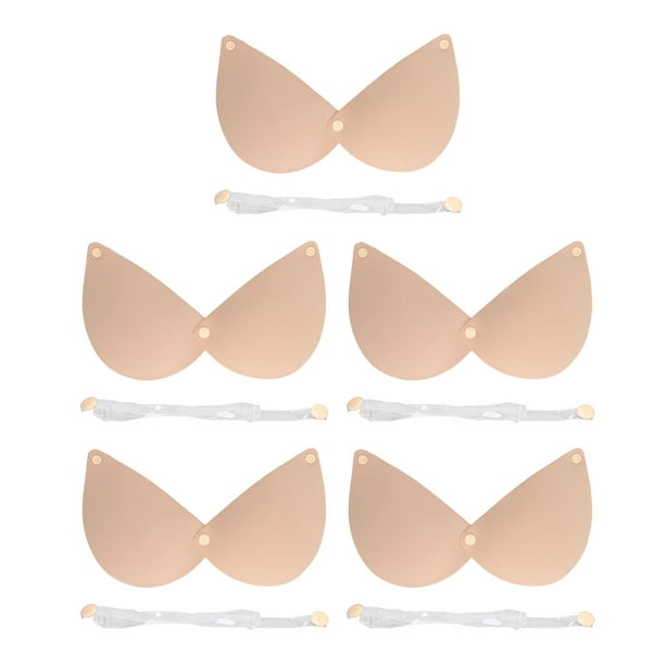 5pcs Women Adhesive Bra Strapless Push Up Silicone Snap Fastener 3D Side  Breast Lift Sticky Bra Skin Color D 