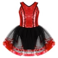 thumbnail image 3 of DPOIS Kids Girls Sequin Ballet Dance Dress Mesh Tutu Skirted Leotards Ballerina Costume Red 8, 3 of 6