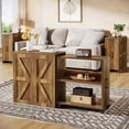 thumbnail image 3 of Tribesigns Rolling Side Table, 3-Tier Extendable End Table with Lockable Wheels & Storage Space, Wooden Narrow Nightstand for Bedroom, Living Room, Rustic Brown (23.6" to 46.4" Adjustable Length), 3 of 10