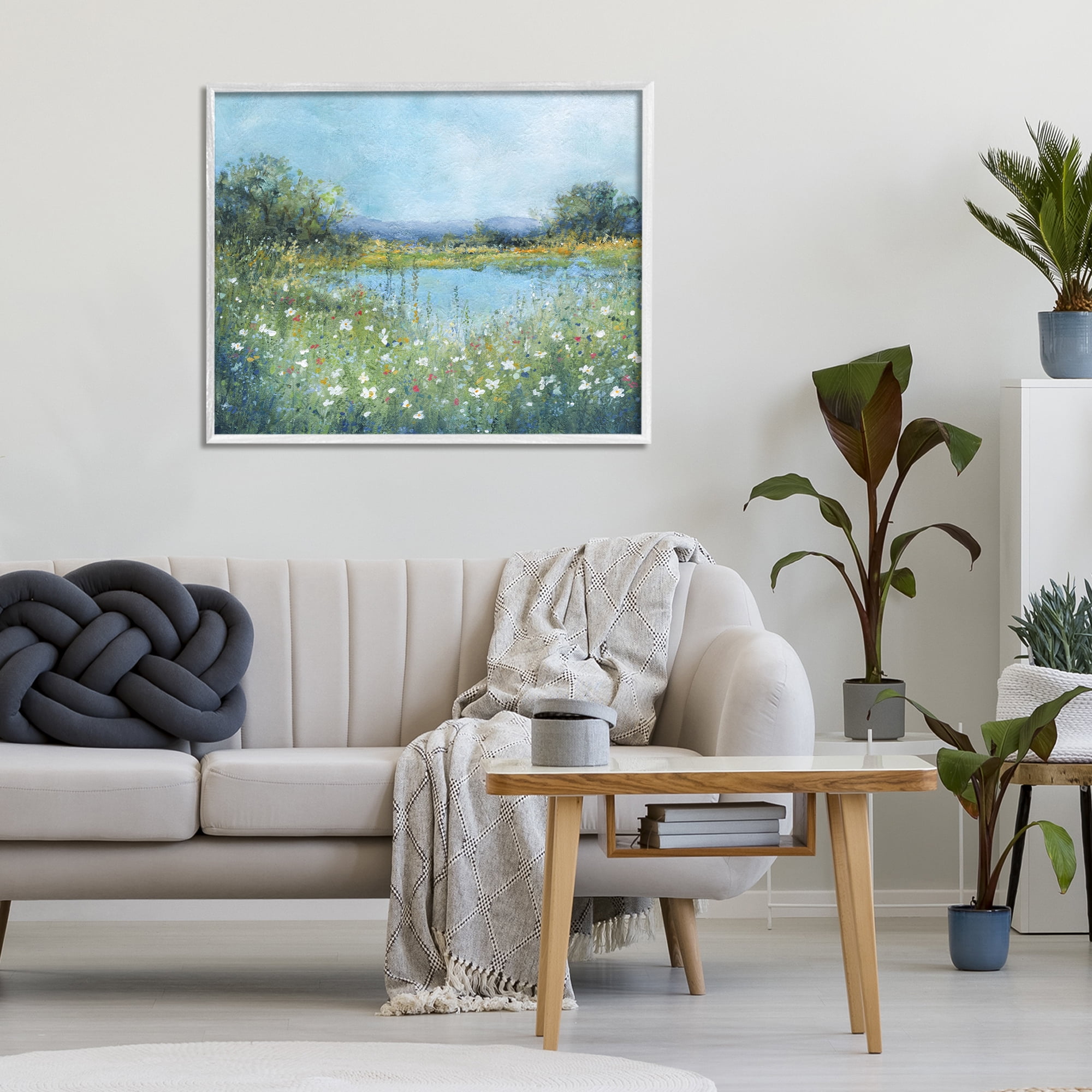 Stupell Industries Impressionist Meadow Surrounding Pond White Framed Giclee Art, design by Carol Robinson