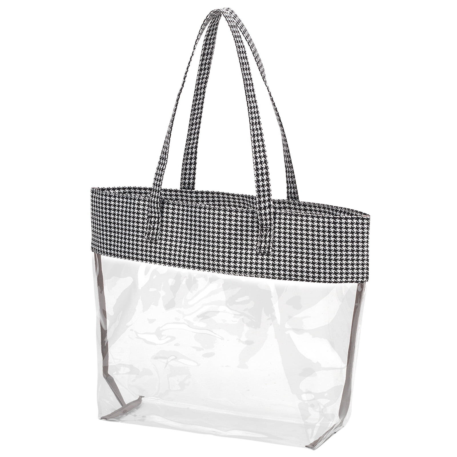 Viv and Lou Houndstooth Polyester and Clear Stadium Tote Bag - 0 - 0